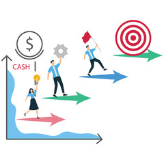 Business Team Moving Upward Toward Target