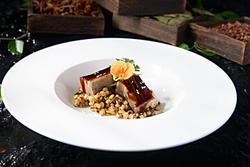 Lamb chops with barley sauce