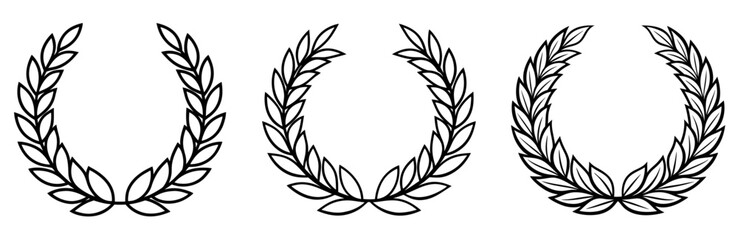 Wreath of Laurels Coloring Book Page - Outline Vector Line Art