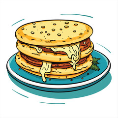 Delicious Arepa Sandwich with Melted Cheese