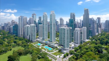 Fototapeta premium Singapore Skyline with Lush Greenery