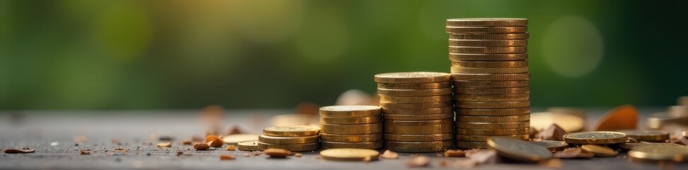 Tower of coins toppling, illustrating cyclical debt, downfall, fall, business cycle