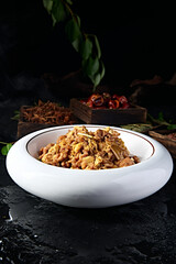 Mushu pork with vinegar and egg
