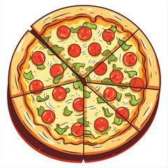 Pizza with pepperoni and cheese slices