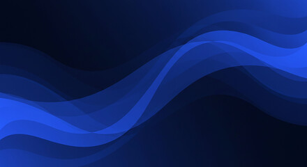 Abstract dark background featuring smooth flowing blue waves with subtle gradient illumination effect