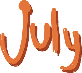 Playful handwritten “July” script with a heart, capturing the spirit of sunny days and summer joy.