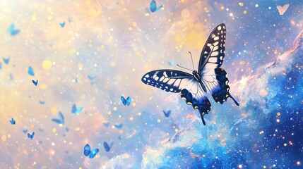 Cosmic Butterfly T-Shirt Design