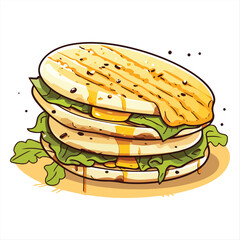 Delicious Stacked Sandwich with Cheese and Greens
