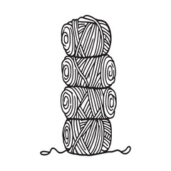 hand drawn cotton yarn skein natural fiber ball knitting thread vector