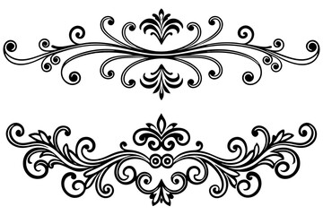 Elegant Vintage Decorative Dividers with Ornate Swirls for Classic Invitations, Frames, Borders, and Design Projects