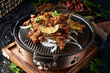 Grilled cumin beef on sizzling plate