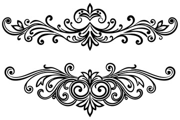 Elegant Vintage Decorative Dividers with Ornate Swirls for Classic Invitations, Frames, Borders, and Design Projects