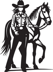 Fototapeta premium Cowgirl and horse silhouette cowboy hat western