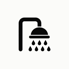 Minimalist Shower Icon with Water Drops Silhouette Vector
