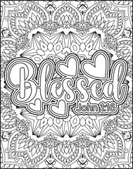 Bible Verse Coloring Page for Adults. Bible Mandala Coloring Page.