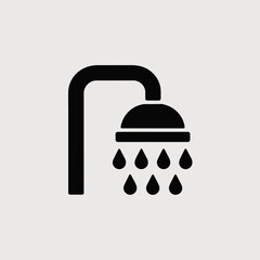 Minimalist Shower Icon with Water Drops Silhouette Vector