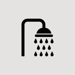 Minimalist Shower Icon with Water Drops Silhouette Vector