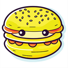 Cute Cartoon Burger with Smiling Face