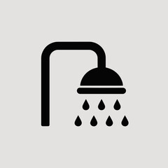 Minimalist Shower Icon with Water Drops Silhouette Vector