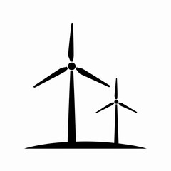 Wind Turbine Energy Icon Silhouette Vector for Renewable Power

