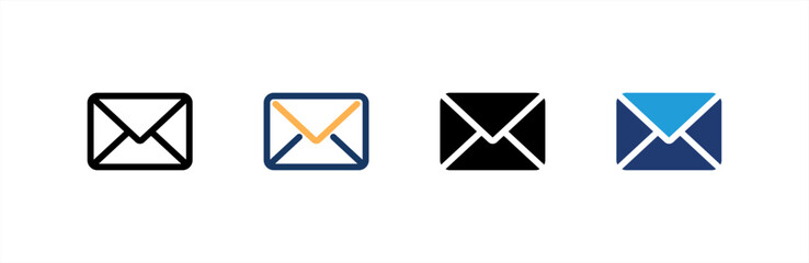 Mail icon set multiple style collection. Vector illustration.