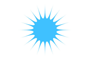 Bright blue starburst shape with sharp points isolated on transparent background