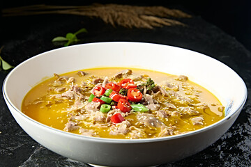Chinese food spicy sour soup fat lamb