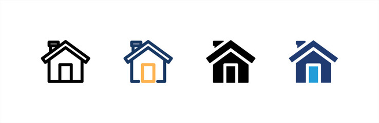 House icon set multiple style collection. Vector illustration.