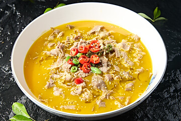 Chinese food spicy sour soup fat lamb