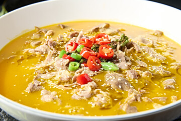 Chinese food spicy sour soup fat lamb