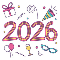 Festive 2026 celebration with colorful elements new year