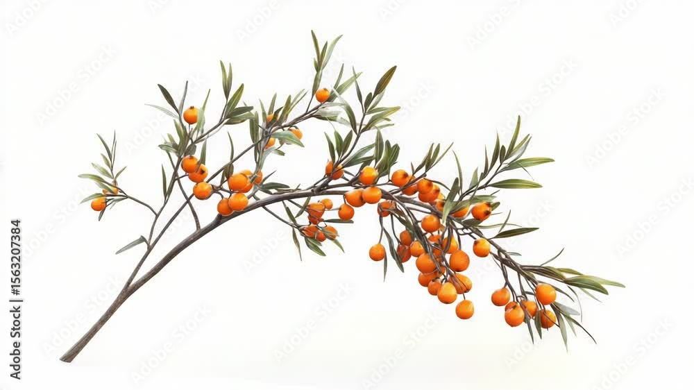 Poster a branch of a tree covered in orange berries