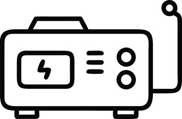 Isolated line art style icon of portable generator for industrial and domestic use