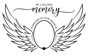 Angel Wings In Loving Memory, Memorial Clipart, Funeral Cricut Design