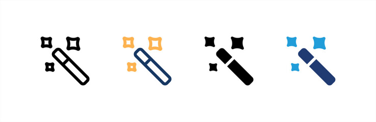 Magic Wand icon set multiple style collection. Vector illustration.