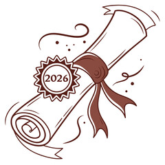 Diploma scroll with ribbon and seal graduation