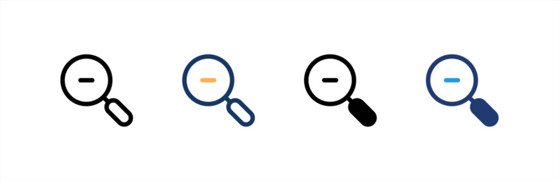 Fototapeta Zoom Out icon set multiple style collection. Vector illustration.