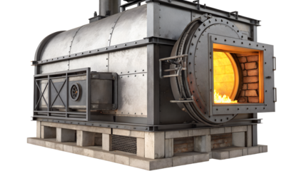 furnace industrial closeup isloated on solid transparent background