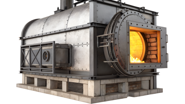 furnace industrial closeup isloated on solid transparent background