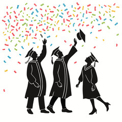 Graduates celebrating with colorful confetti graduation