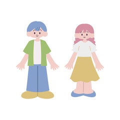 若い男性と女性の全身