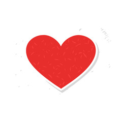 Textured Red Heart Shape Sticker Vector Icon for Love, Health, or Valentine's Day