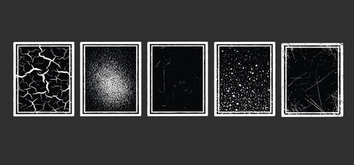 Shabby paper texture for background, effect of grain, dust, scuffs, torn edges, grunge. Realistic texture overlay for posters, covers. Border with grain stamps. Overlay texture grunge. 