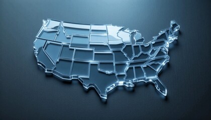 Futuristic 3D Glass Map of the United States – Modern Technology Concept