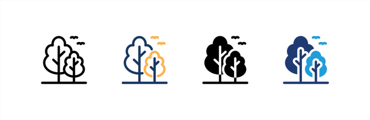 Tree icon set multiple style collection. Vector illustration.