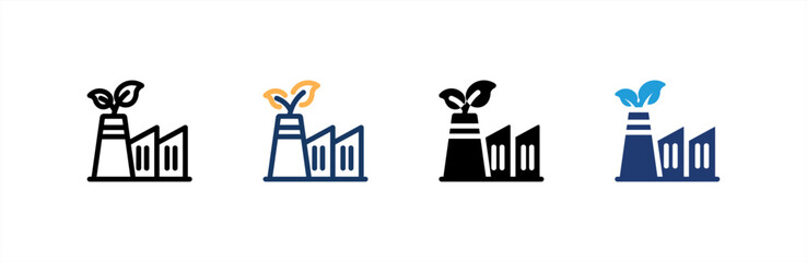 Factory icon set multiple style collection. Vector illustration.