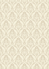 Vintage Damask Floral Pattern Seamless Vector Design with  Cream Background Classic Decorative Wallpaper Elegant Style Ornamental Fabric Background for Luxury Interiors