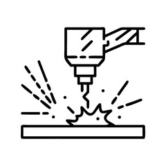 CNC Plasma Cutting Machine Line Icon: Industrial Welding and Metal Fabrication