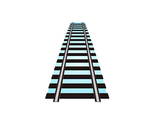 railroad tracks isolated on white