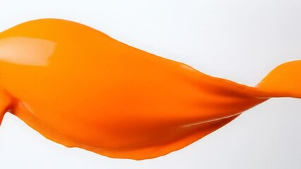 Orange liquid splash against white background.  A dynamic, flowing, and vibrant orange liquid splash creates a dramatic arc against a plain white background.  - Powered by Adobe